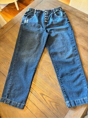 kenzie Relaxed Dark Blue Denim Button-Fly Jeans